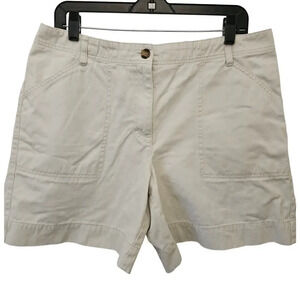 Charter Club Women's Khaki‎ Shorts 14 Katherine Fit 100% Cotton High Rise Casual